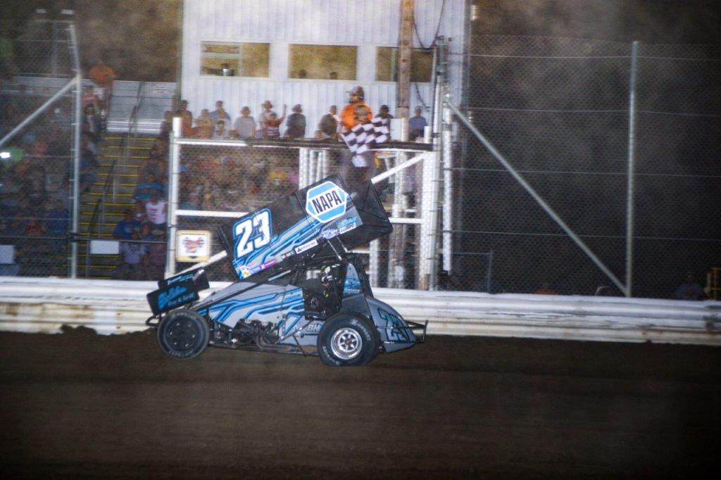 Action-Photos-Zeth-Sabo-Takes-the-checkered-on-his-first-410-sprint-Feature-Win-at-Attica