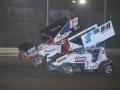 Paul-Weaver-racing-Matt-Foos-in-the-305-A-main-at-Attica-Raceway-on-8-22-20